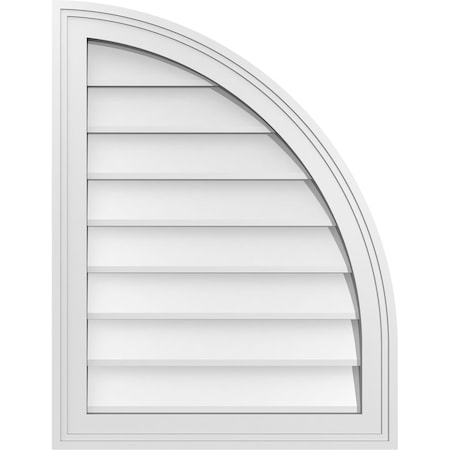 Quarter Round Top Right Surface Mount PVC Gable Vent W/ 2W X 2P Brickmould Sill Frame, 20W X 26H